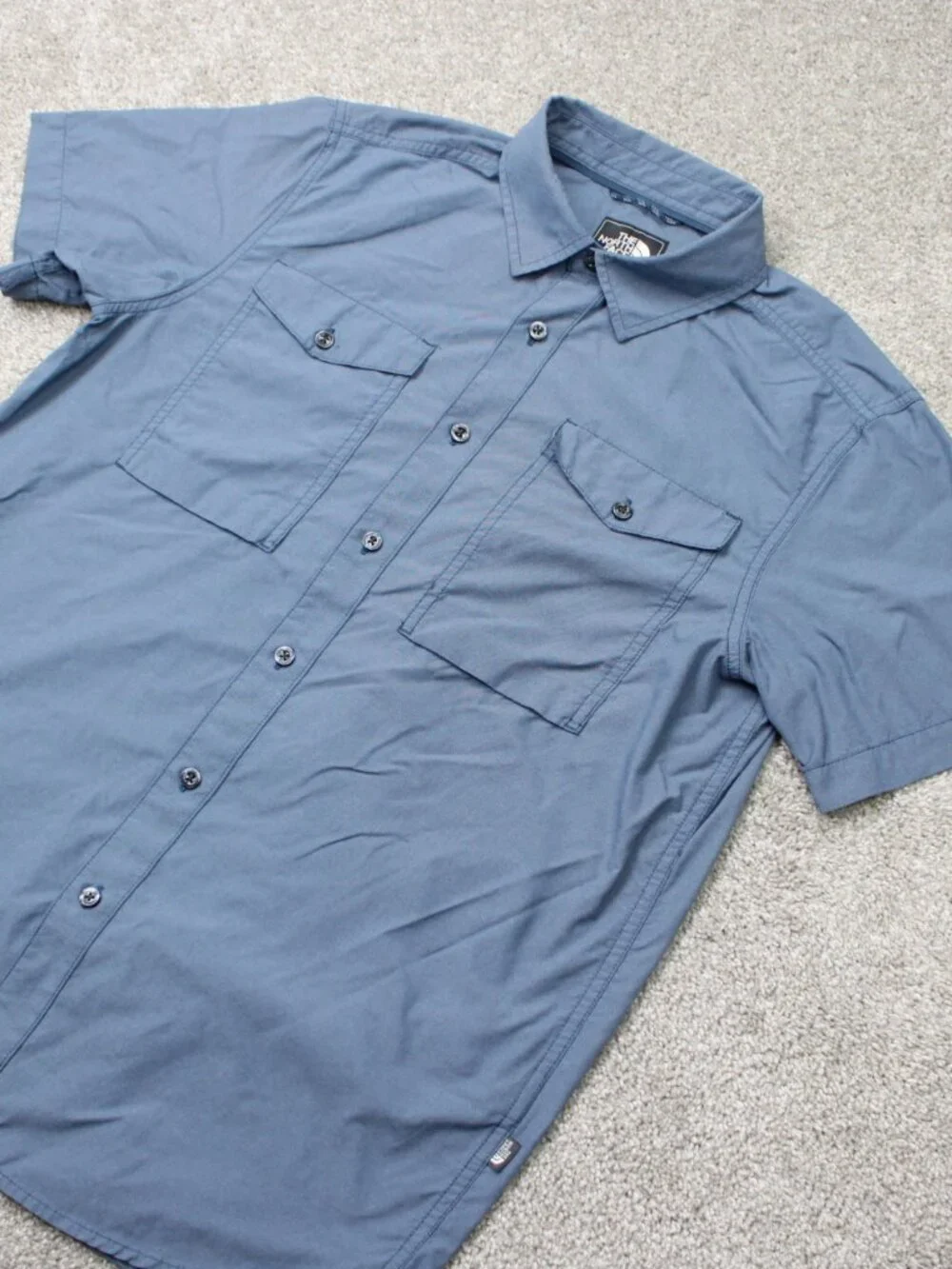 The North Face Shirt Men Medium Blue Monanock Utility Double Pocket Short Sleeve